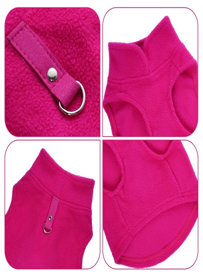 آربينشيا طقم ملابس للكلاب من 4 قطع باللون الأحمر الوردي مع حلقة ربط، سترة من الصوف الناعم، سترة دافئة للكلاب، ملابس شتوية للكلاب الصغيرة والقطط (أحمر وردي + أحمر + أزرق + بنفسجي، متوسط) - Image 4